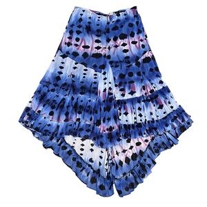 Alberto Makali Skirt Flare Ruched Blue Black Purple Tie Dye Bohemian Size 12